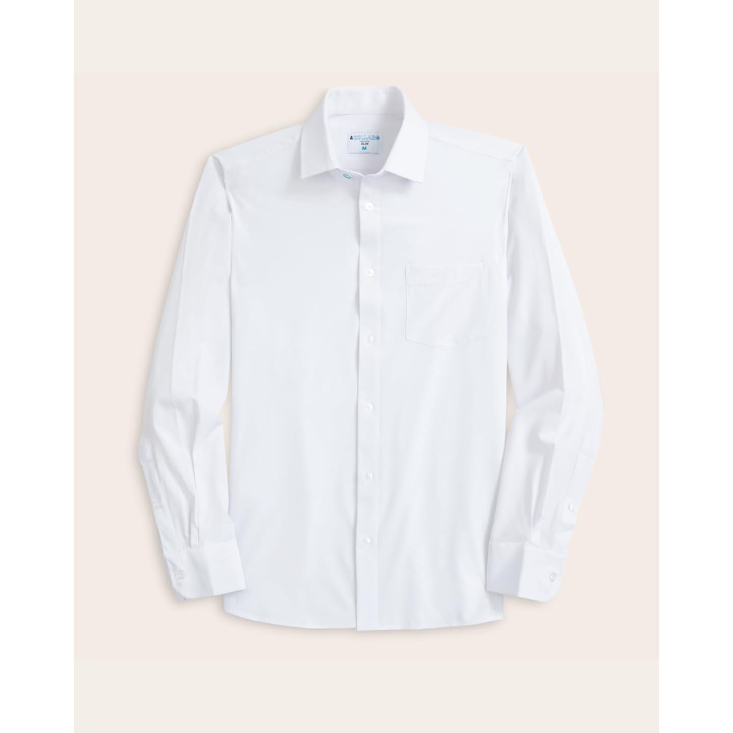 &Collar Range Shirt: Slim Fit/Athletic Fit Collared White Dress Shirt For Men, Wrinkle Free, Machine Washable, Long Sleeve