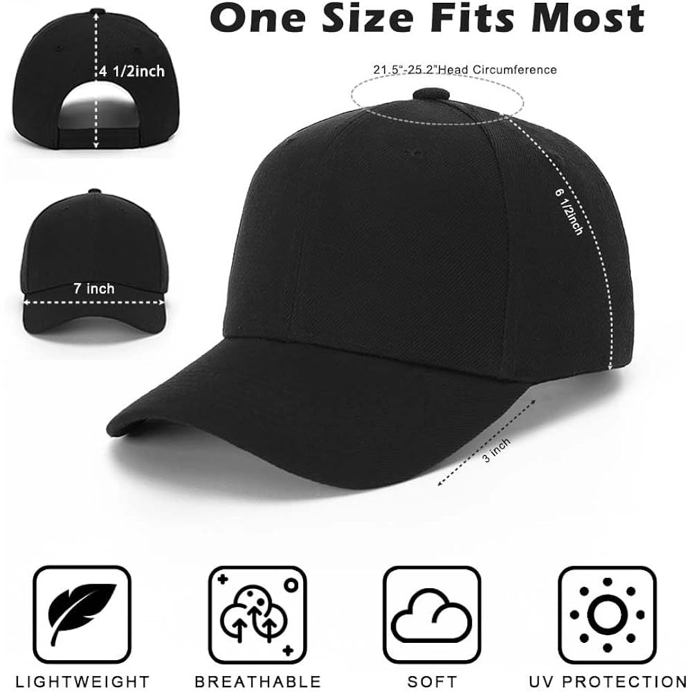 Zh Plain Adjustable Baseball Cap - Lot Of 12 Unisex Blank Design Caps