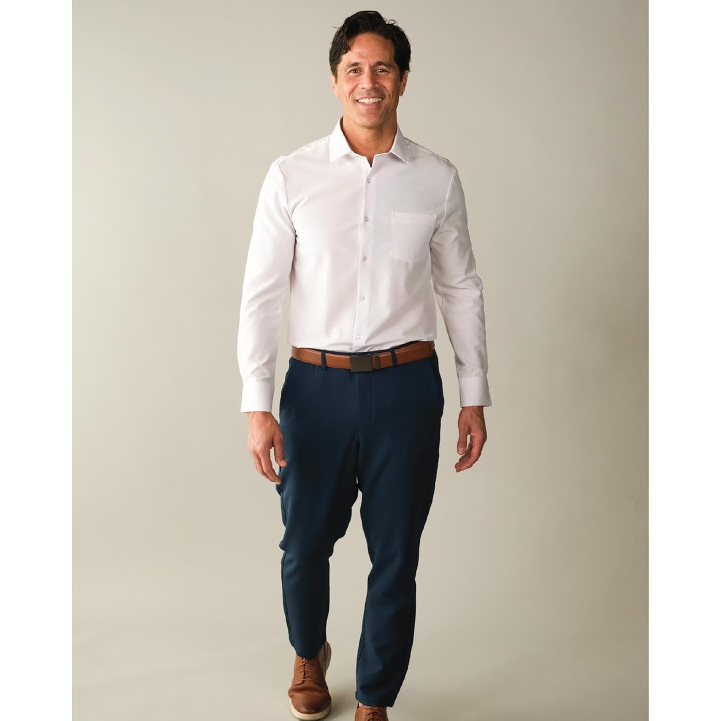 &Collar Range Shirt: Slim Fit/Athletic Fit Collared White Dress Shirt For Men, Wrinkle Free, Machine Washable, Long Sleeve