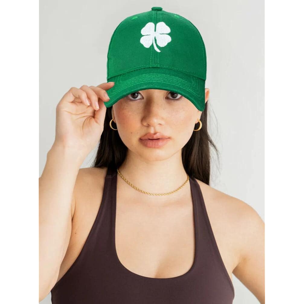 St. Patrick'S Day 4 Leaf Clover Baseball Hat Adjustable Embroidery Shamrock Baseball Cap For Men And Women
