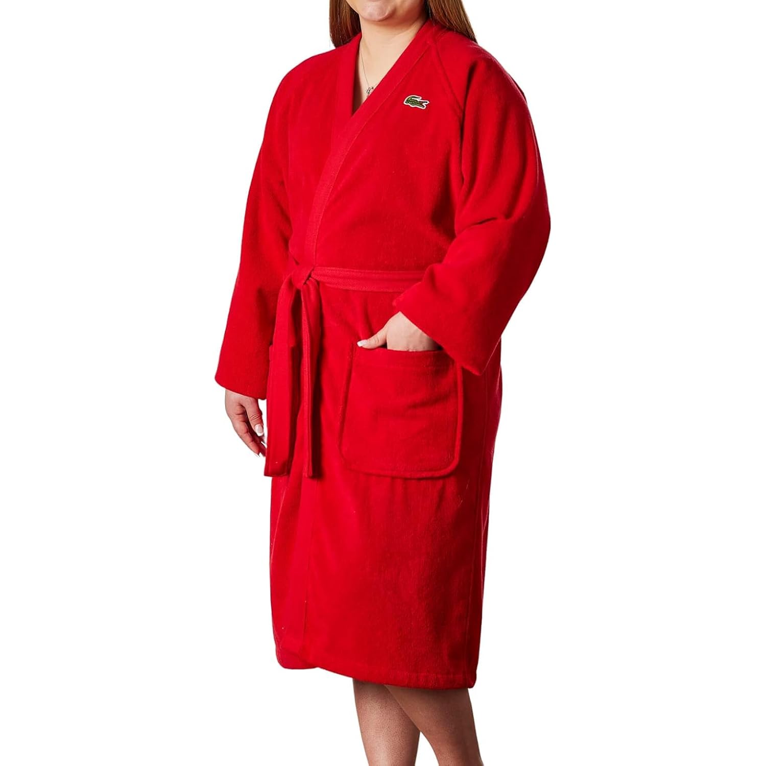 Lacoste Classic Pique Bath Robe, 100% Soft Cotton Terry, Unisex Adult Bathrobe, Absorbent & Quick Drying, One Size Fits Most