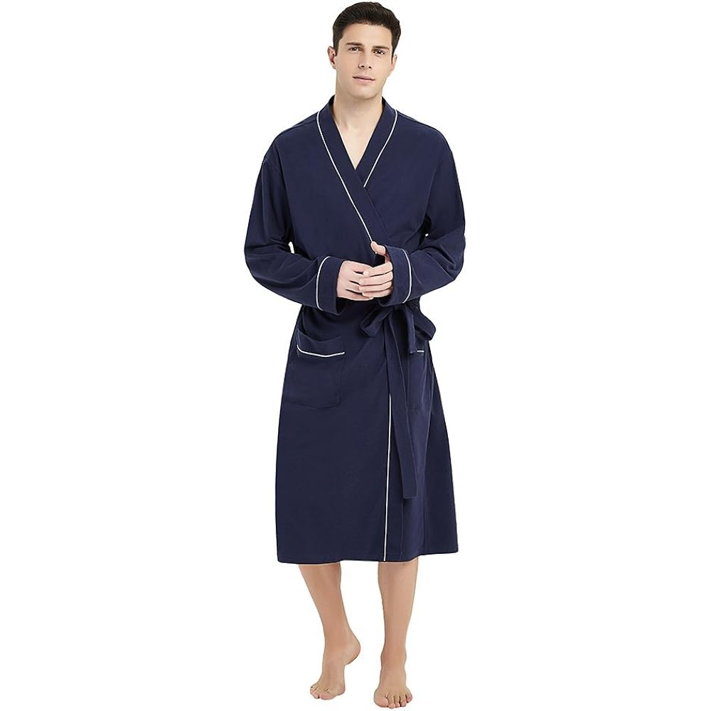 U2Skiin Mens 100% Cotton Robe Lightweight Knit Bathrobe