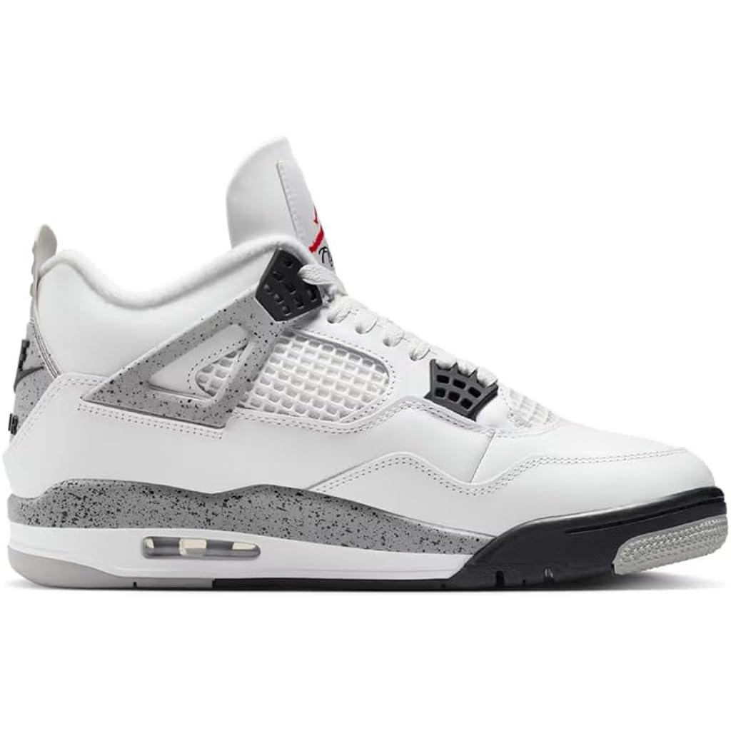 Nike Mens Air Jordan 4 Retro Running, Summit White/Fire Red-Cement Grey-Black, 8 Uk (9 Us)