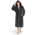 Yurhap Luxury Mens Robe With Hood, Ultra Cozy Fleece Bathrobe For Men, Plush Hooded Robe With Belt & 2 Pockets