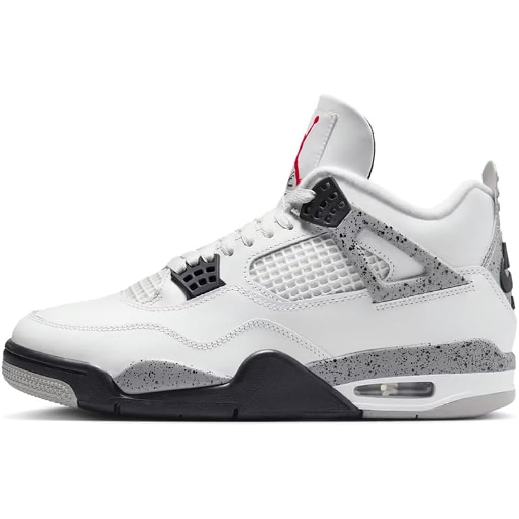 Nike Mens Air Jordan 4 Retro Running, Summit White/Fire Red-Cement Grey-Black, 8 Uk (9 Us)