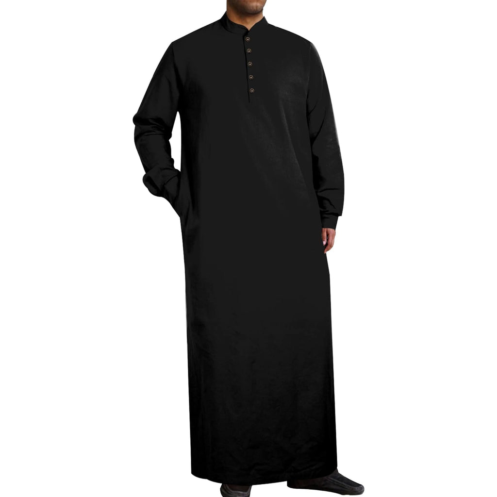 Yaohuole Muslim Thobe For Men Button Down Mens Caftans Big And Tall Mens Arab Thobe With Pocket