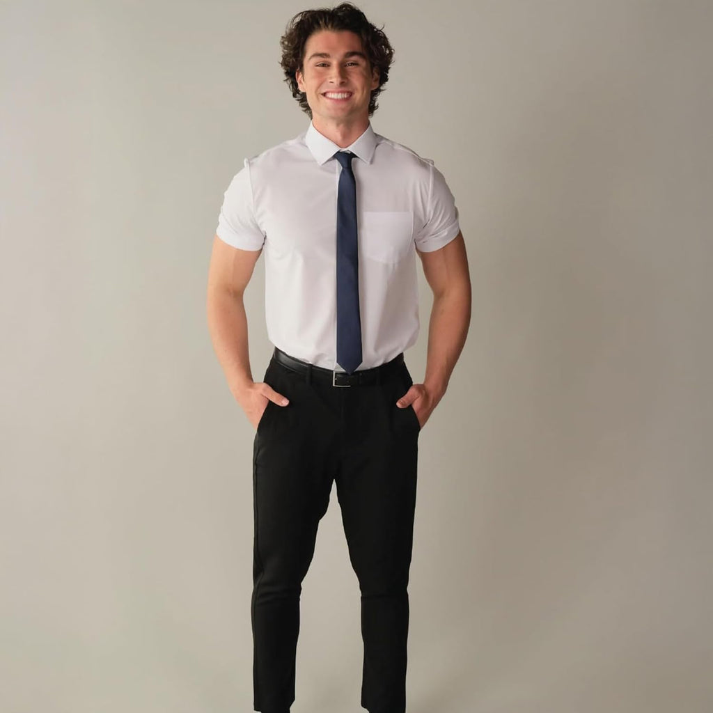 &Collar Slim Fit/Athletic Fit Short Sleeve Performance Men'S Dress Shirt