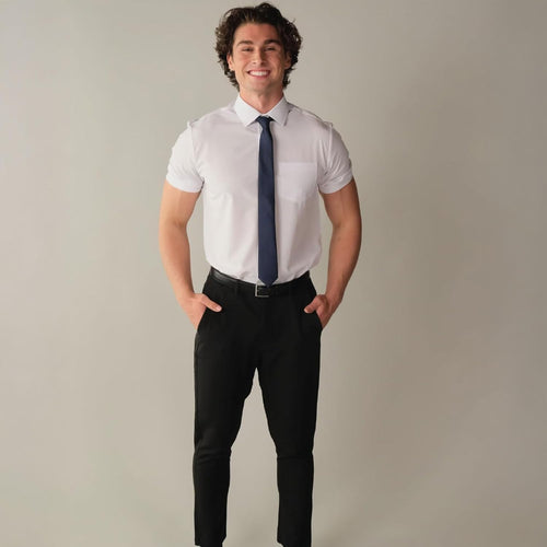 &Collar Slim Fit/Athletic Fit Short Sleeve Performance Men'S Dress Shirt