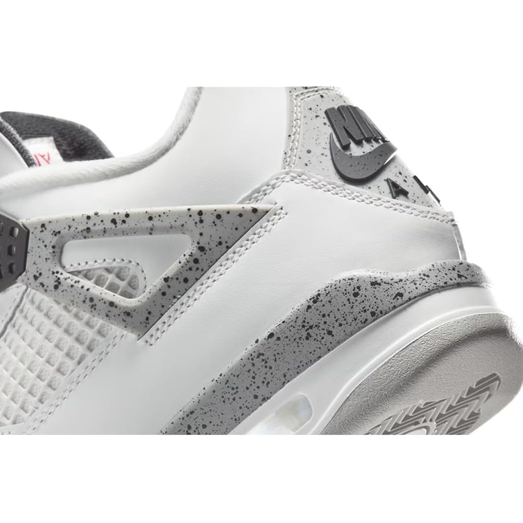 Nike Mens Air Jordan 4 Retro Running, Summit White/Fire Red-Cement Grey-Black, 8 Uk (9 Us)
