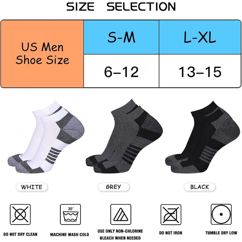 Coovan 10 Pairs Mens Ankle Socks Men 10 Pack Low Cut Comfort Cushion Casual Socks
