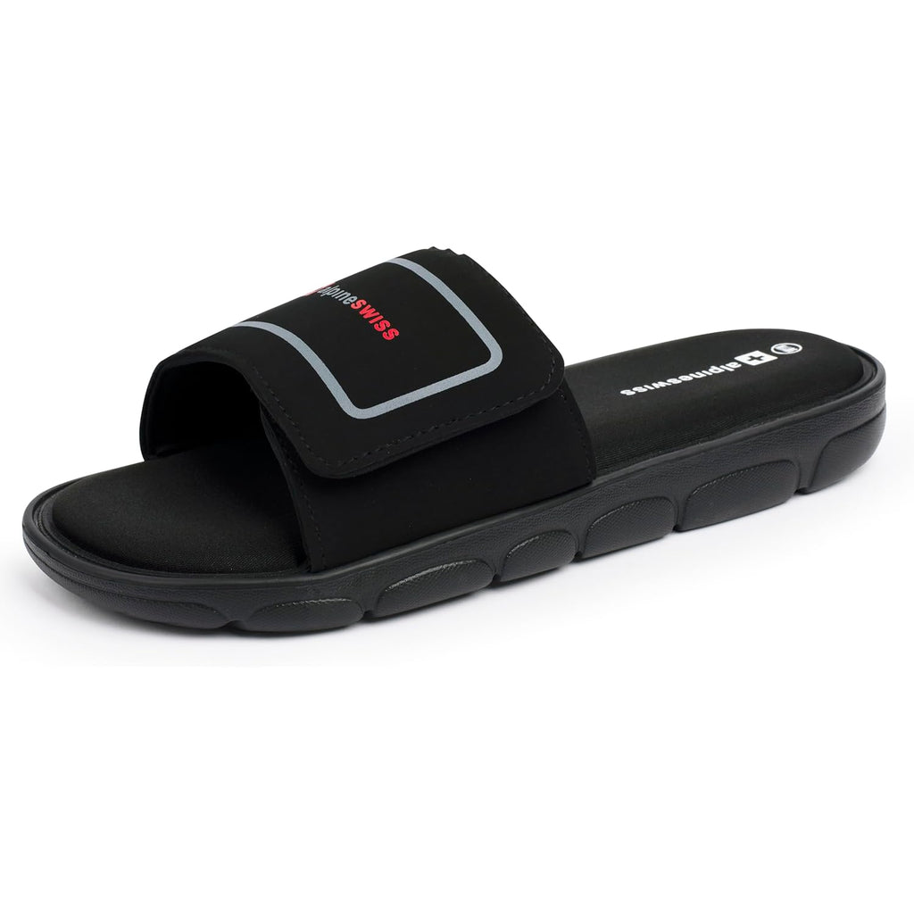Alpine Swiss Gabe Men'S Cloud Slide Sandals | Ultra-Comfortable Shock-Absorbing Foam Insole With Arch Support | Adjustable Strap Waterproof Anti-Slip Traction | Great For Recovery Gym Shoes