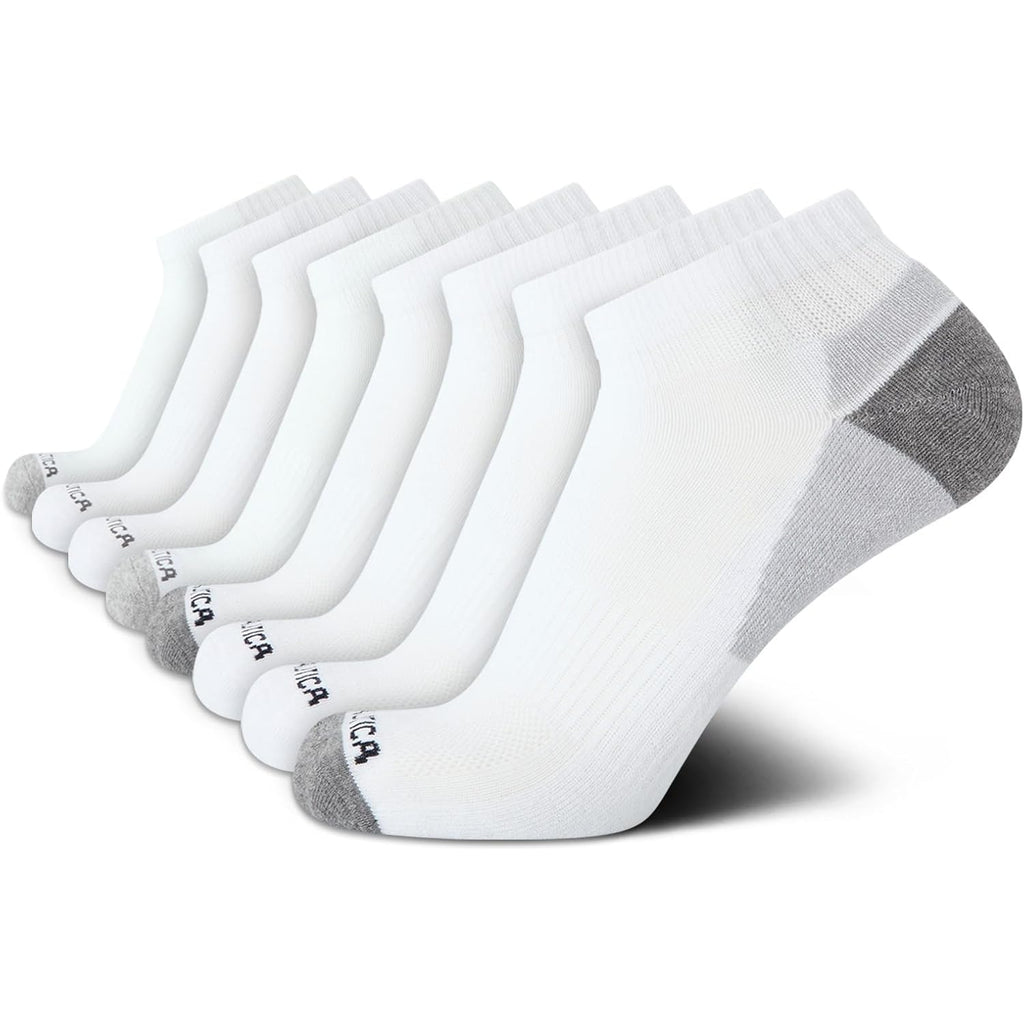 Nautica Mens Quarter Socks - 8 Pack Soft Cushioned Athletic Stretch Performance High Quarter Cut Ankle Socks For Men