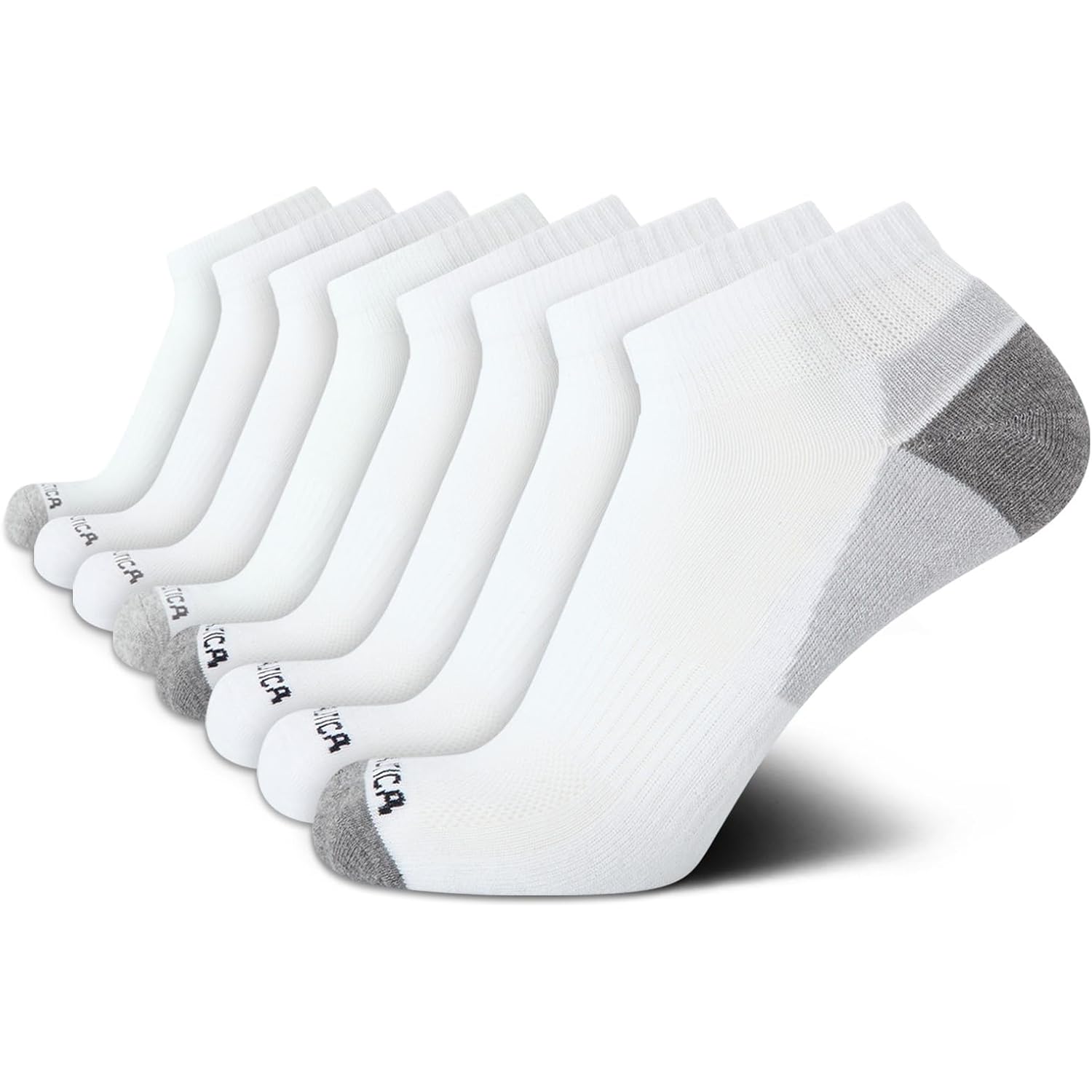 Nautica Mens Quarter Socks - 8 Pack Soft Cushioned Athletic Stretch Performance High Quarter Cut Ankle Socks For Men
