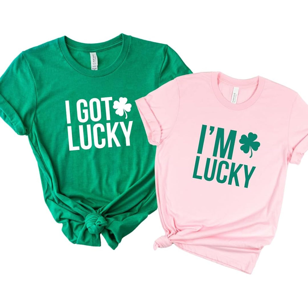 I Got Lucky Shirt, St Patricks Day Couple Shirts, Saint Patty His And Her Shirts, Funny Couple Matching Outfits. Multicolor