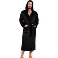 Mens Hooded Fleece Robe, Lightweight Soft Warm Fleece Bathrobe Shower Spa Long Robe With Pockets