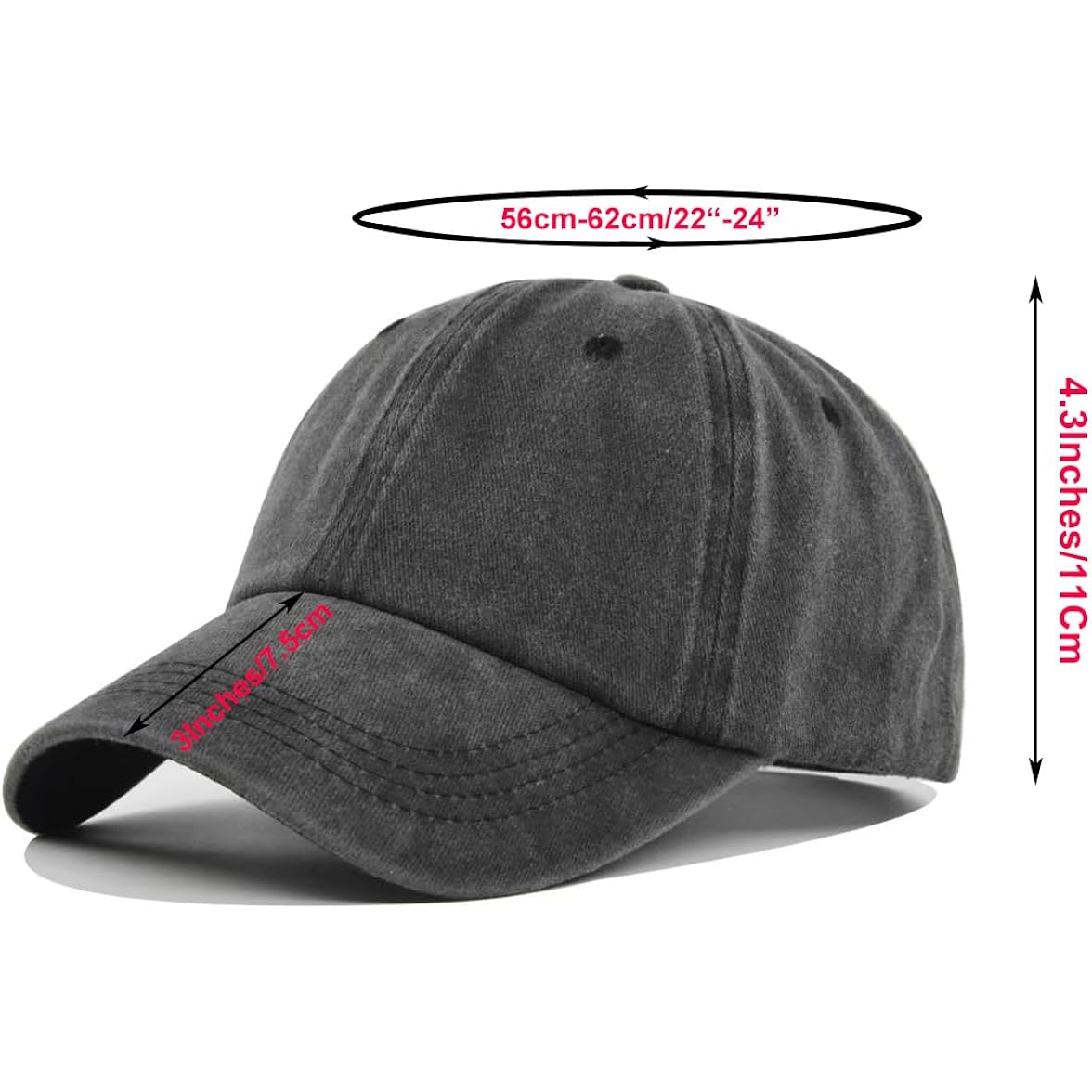 6Pack Unisex Vintage Washed Cotton Baseball Cap Soft Unconstructed Plain Blank Adjustable Size Dad Hat