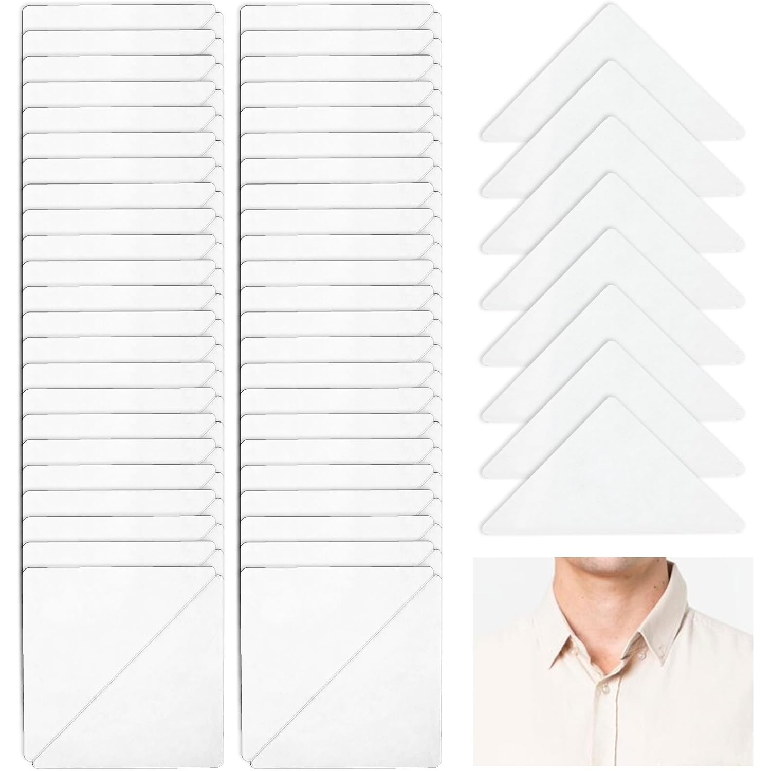 100 Pcs Collar Stays For Men'S Dress Shirts, No Curl Polo Shirt Collar Stays Anti-Warping Edge Collar Stays Sticker Collar Support For Any Shirt Of Collared