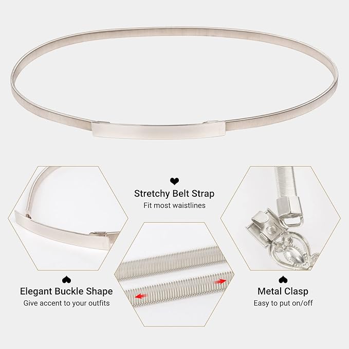 Grace Karin Slim Gold Elastic Waist Belt For Women