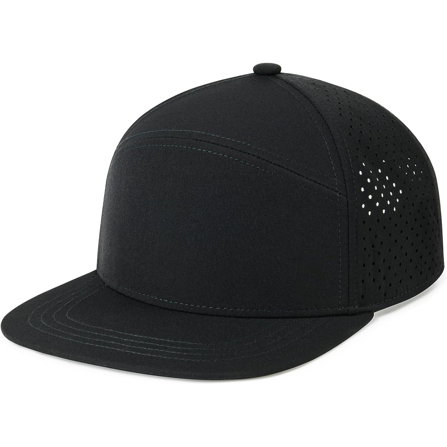 Men Flat Brim Adjustable Performance Hat Snapback Laser Perforated Baseball Cap