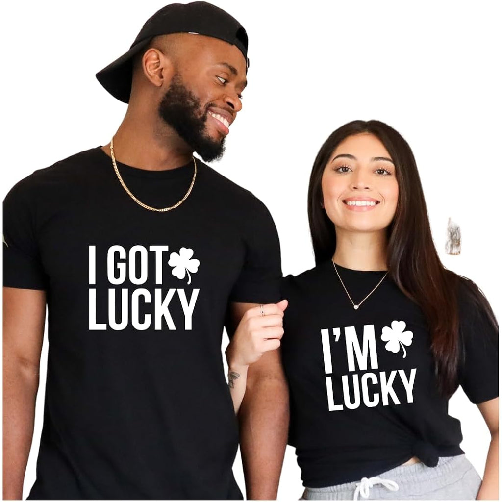 I Got Lucky Shirt, St Patricks Day Couple Shirts, Saint Patty His And Her Shirts, Funny Couple Matching Outfits. Multicolor