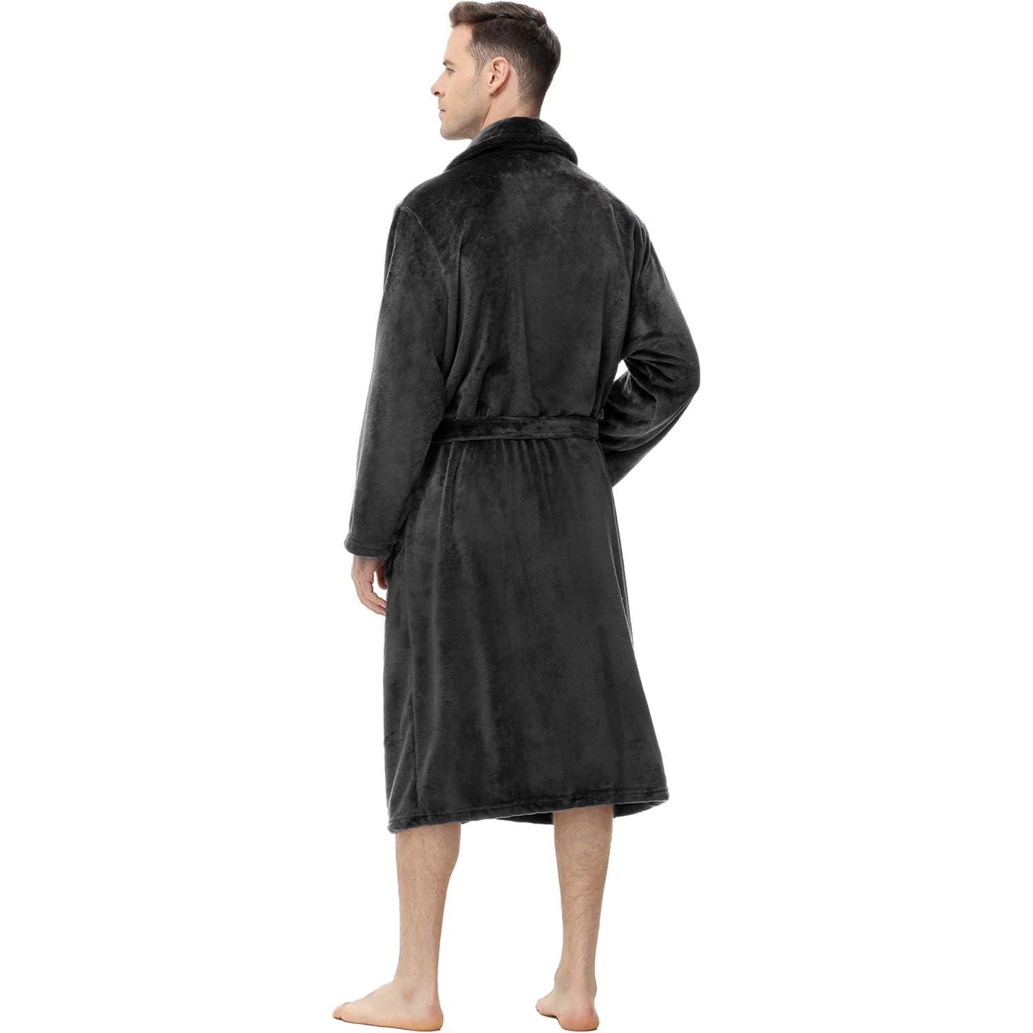 Yurhap Mens Fleece Robe, Soft Plush Robe For Men, Fluffy Bathrobe With Belt & 2 Pockets