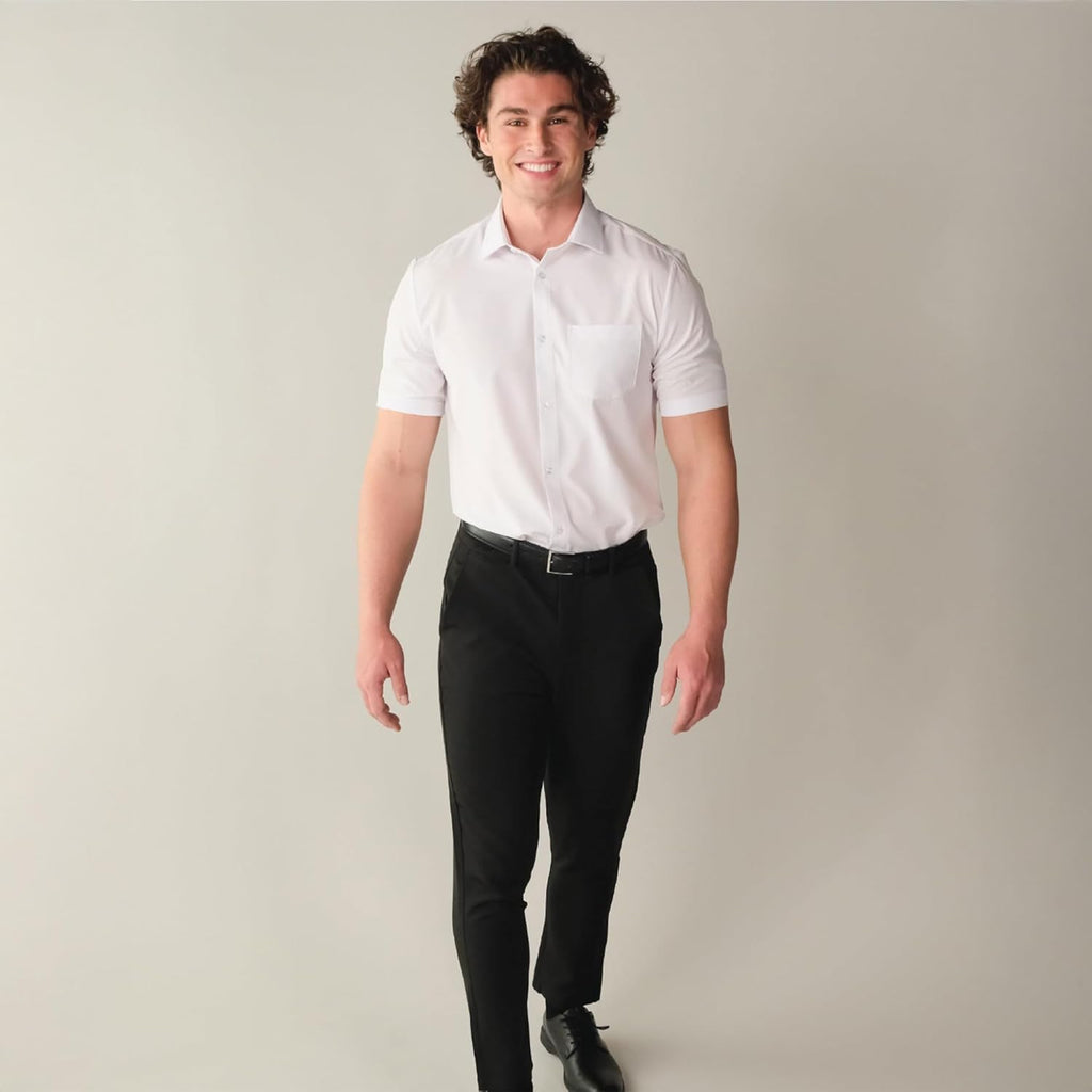 &Collar Slim Fit/Athletic Fit Short Sleeve Performance Men'S Dress Shirt