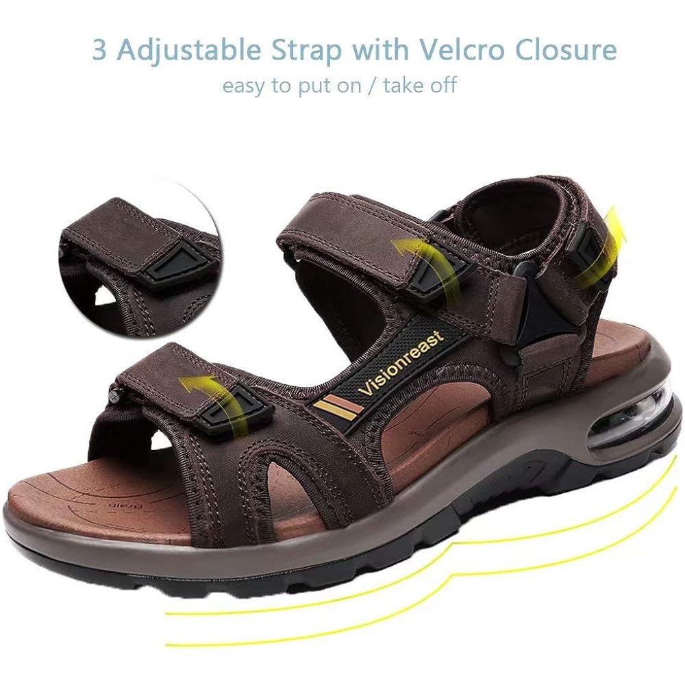 Visionreast Mens Athletic Sandals Open Toe Hiking Outdoor Non-Slip Sandals Air Cushion Sport Casual Beach Sandals