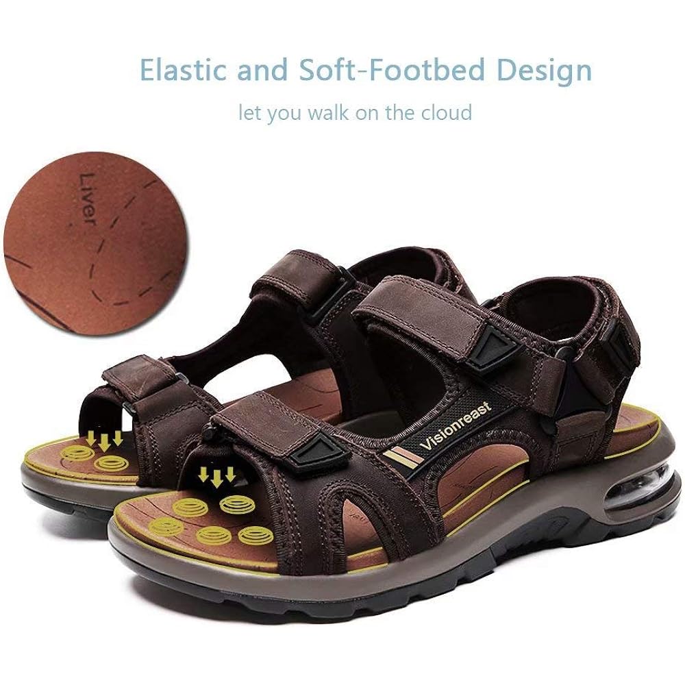 Visionreast Mens Athletic Sandals Open Toe Hiking Outdoor Non-Slip Sandals Air Cushion Sport Casual Beach Sandals