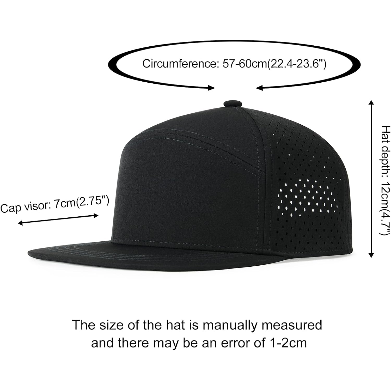 Men Flat Brim Adjustable Performance Hat Snapback Laser Perforated Baseball Cap