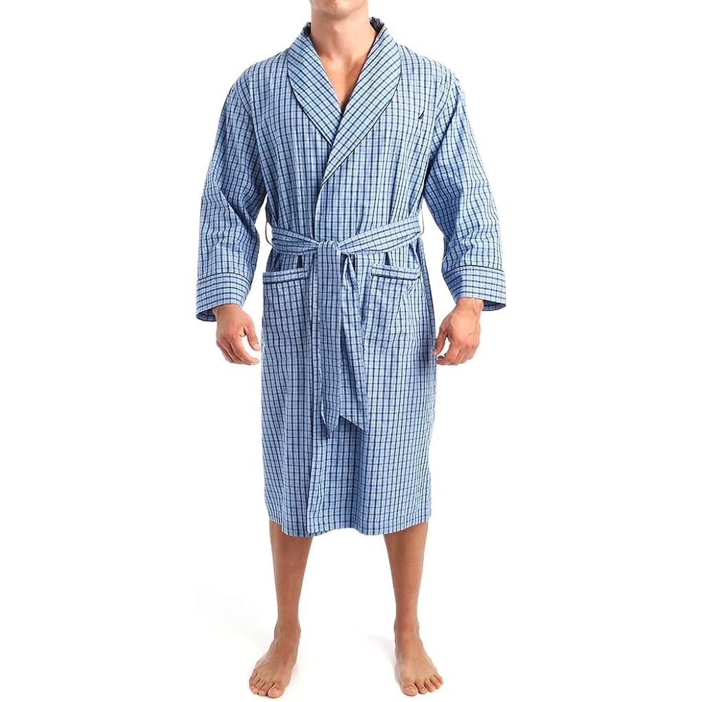 Nautica Mens Long Sleeve Lightweight Cotton Woven Robe