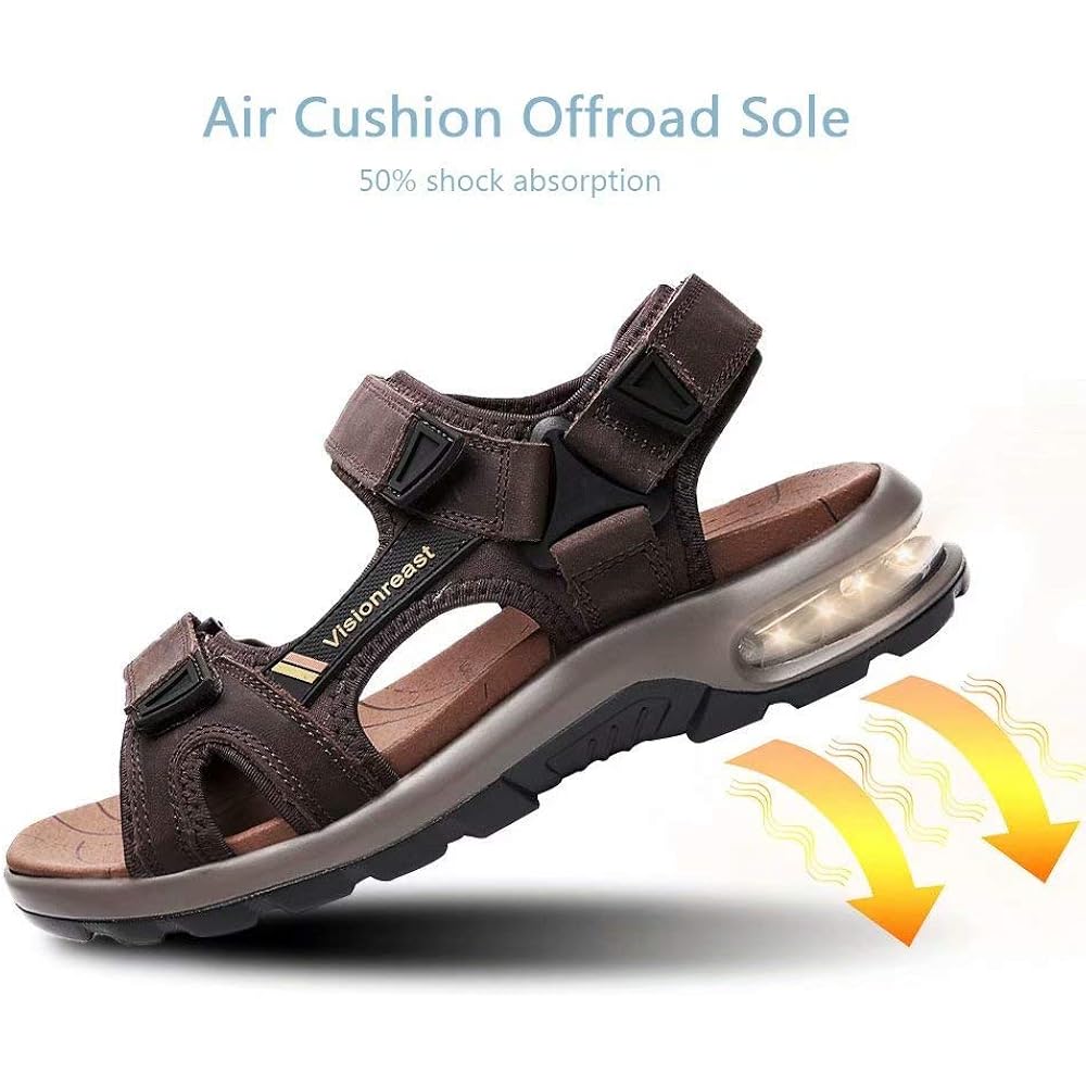Visionreast Mens Athletic Sandals Open Toe Hiking Outdoor Non-Slip Sandals Air Cushion Sport Casual Beach Sandals