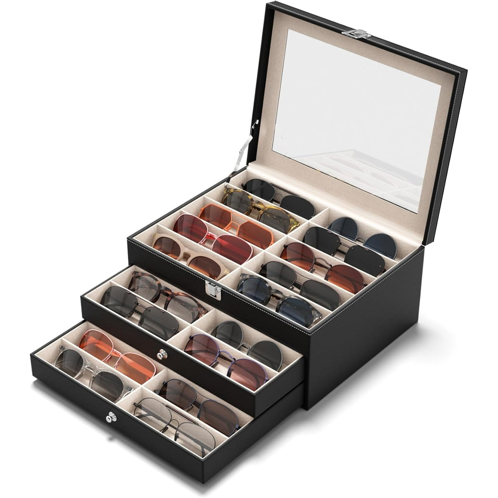 10/30 Slots Sunglass Organizer For Multiple Pairs Of Eyeglass See-Through Display Case Storage Box For Women Men