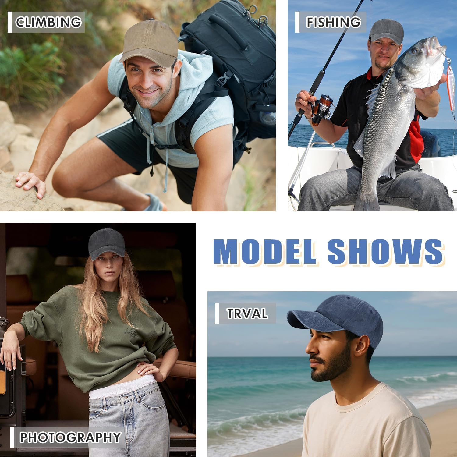 6Pack Unisex Vintage Washed Cotton Baseball Cap Soft Unconstructed Plain Blank Adjustable Size Dad Hat