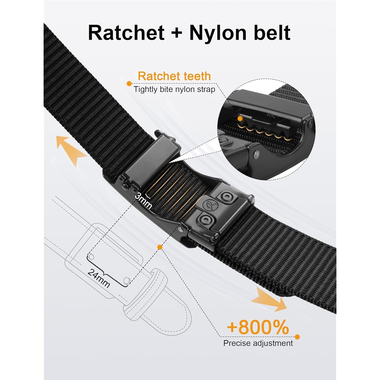 Jukmo Men'S 1.5" Nylon Ratchet Belt, Casual Web Click Belt With Slide Buckle For Jeans, No Holes Adjustable Trim To Fit