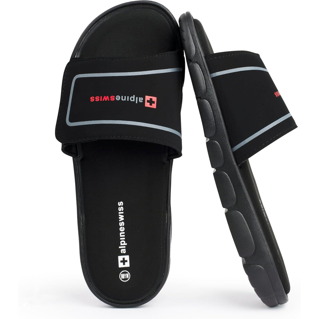Alpine Swiss Gabe Men'S Cloud Slide Sandals | Ultra-Comfortable Shock-Absorbing Foam Insole With Arch Support | Adjustable Strap Waterproof Anti-Slip Traction | Great For Recovery Gym Shoes