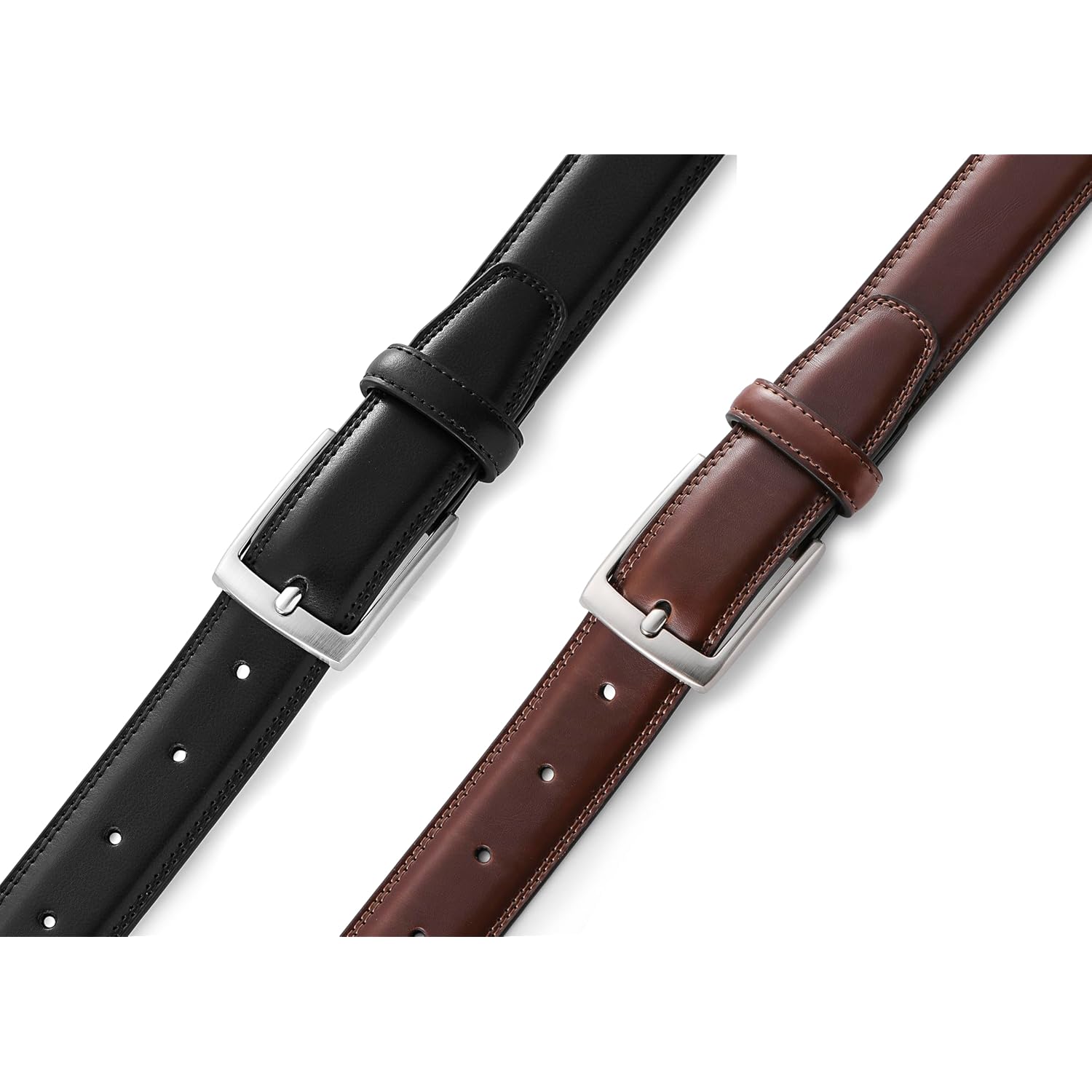 Milorde Men'S Leather Dress Belt 2Pack, Handmade, Genuine Leather, Fashion & Classic Designs For Work Business And Casual
