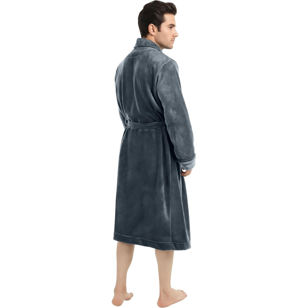 Ny Threads Mens Robe, Luxury Plush Fleece Mens Bathrobe, Spa Bath Robe For Men