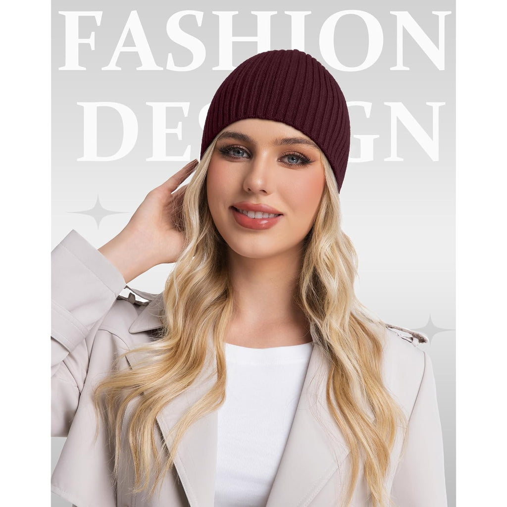 Roybens Wool Beanie For Men Women, Seamless Knit Warm Winter Hat Cuffless Soft Trawler Fisherman Beanies Watch Cap Skull Caps