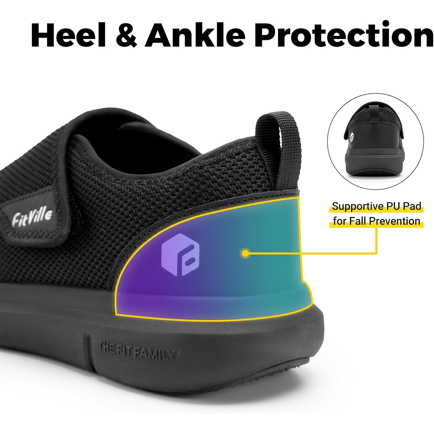 Fitville Diabetic Shoes For Men Extra Wide Slip-On Shoes For Swollen Feet Adjustable Walking Shoes For Elderly Foot Pain Relief Neuropathy - Easytop Wings