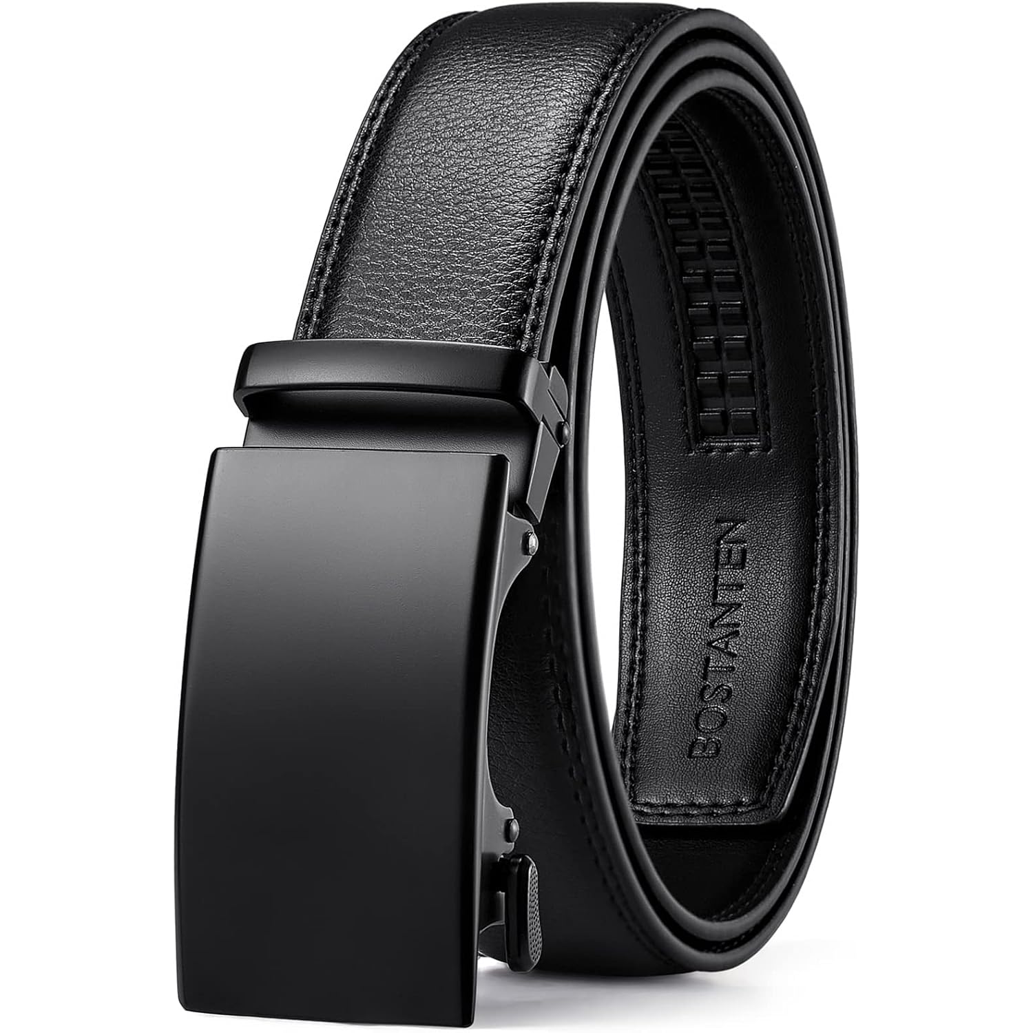 Bostanten Mens Belt Leather Ratchet Belt For Men Dress And Casual With Adjustable Buckle, Trim To Fit
