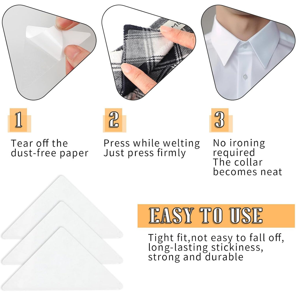 100 Pcs Collar Stays For Men'S Dress Shirts, No Curl Polo Shirt Collar Stays Anti-Warping Edge Collar Stays Sticker Collar Support For Any Shirt Of Collared