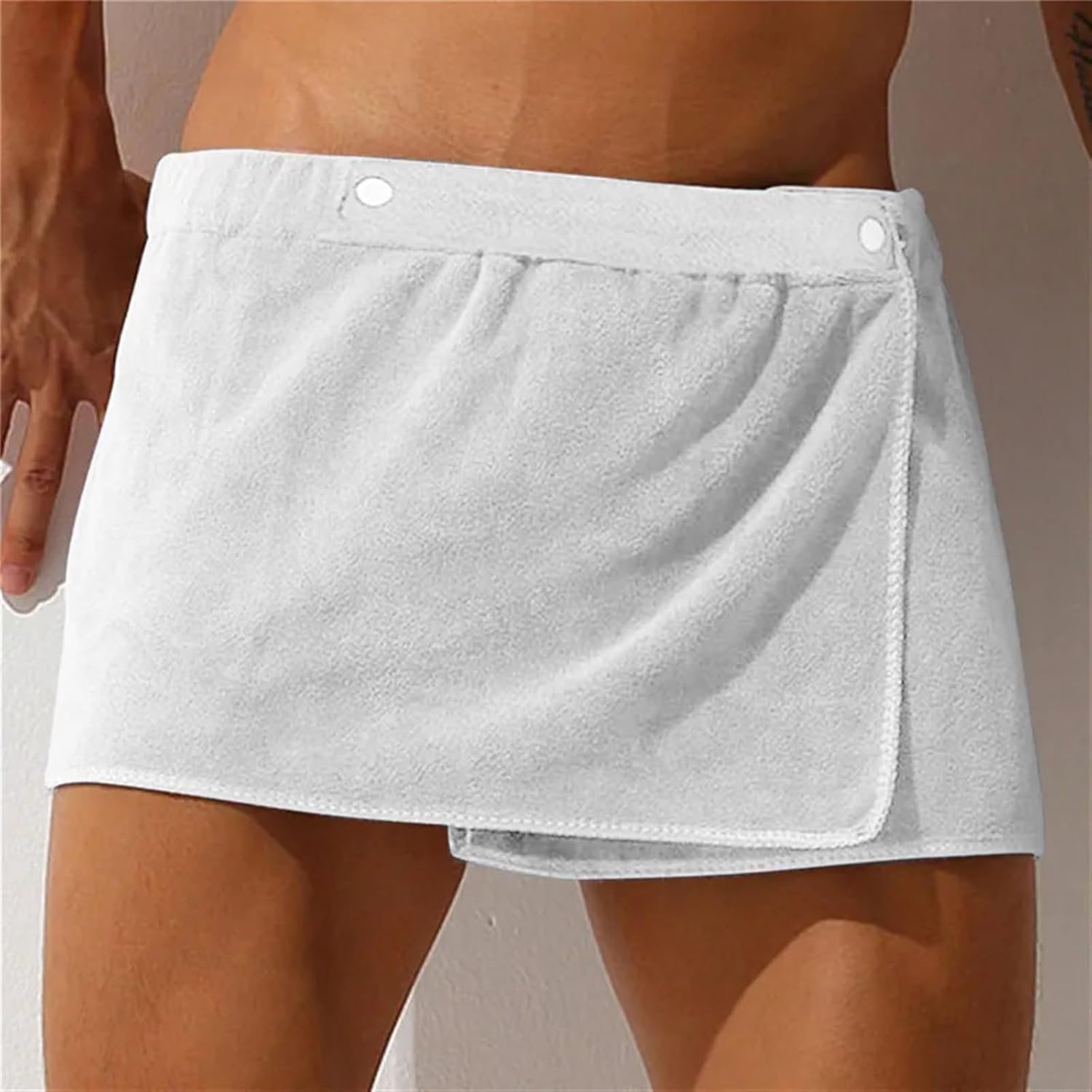 Men Shorts Bathrobe Sleep Bottoms Microfiber Pajamas Nightwear Short Towel Pants Side Split Bathrobe Culottes Soft