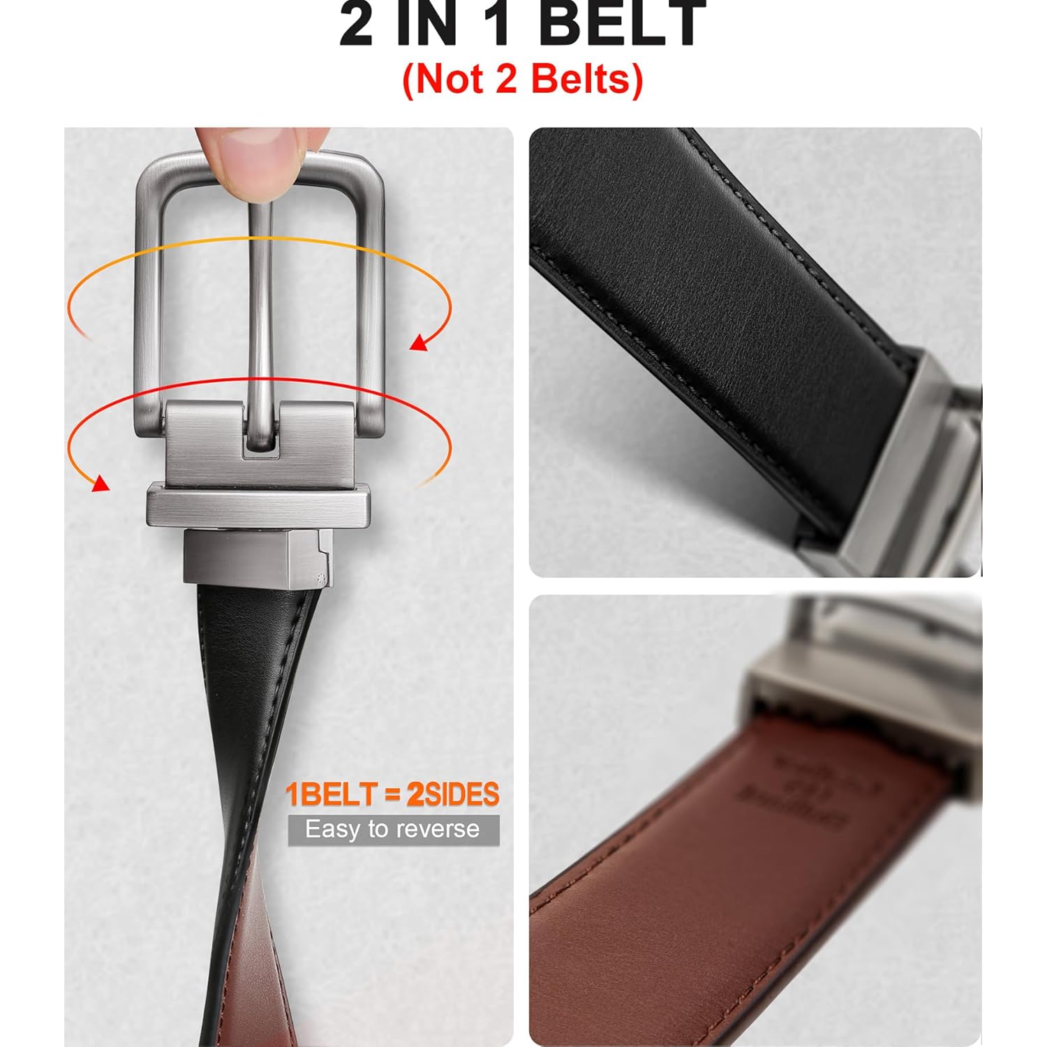 Bulliant Men'S Belt,Reversible Belt Adjustable For Gift Men 1.25”-Cut For Fit-2 Sides In 1 Belt(Not 2)
