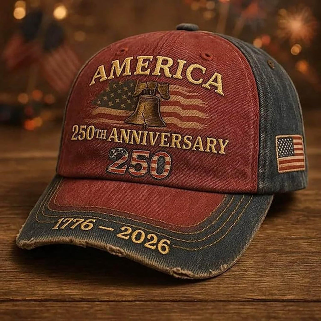 Usa 250Th Anniversary Hat, Adjustable 250Th Anniversary Printed Patriotic Baseball Caps, Tribute Retro Washed Hat