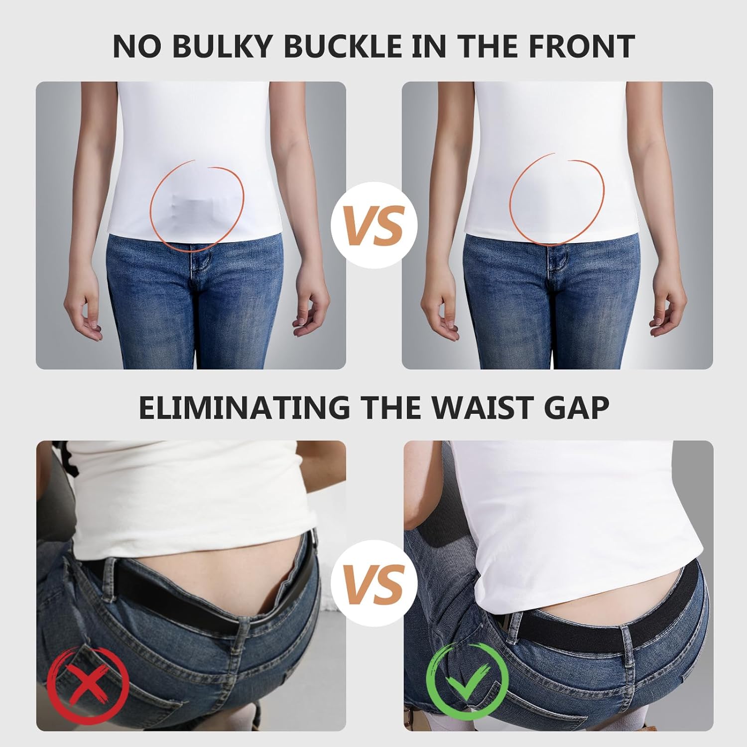 Jasgood Women No Show Stretch Belt Elastic Web Strap Belt