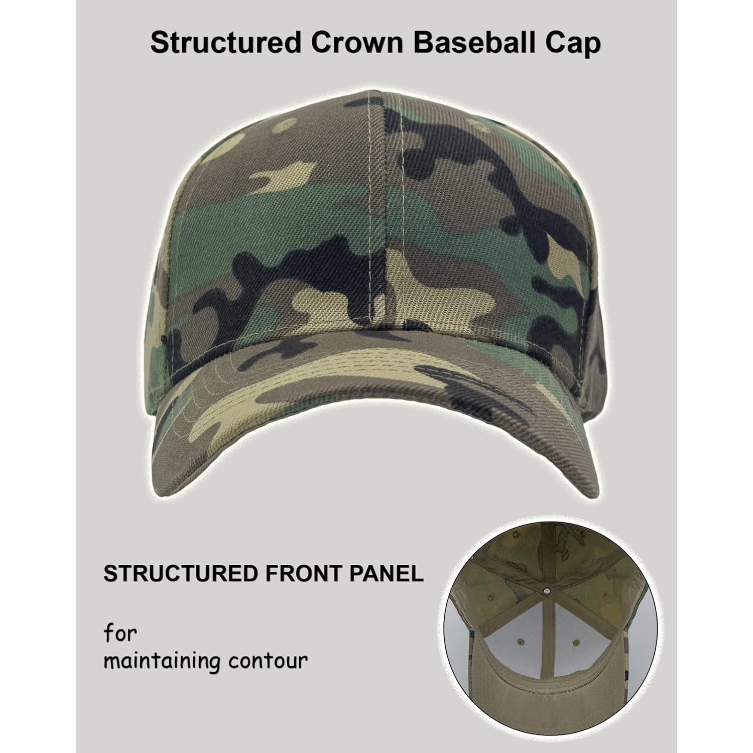 Utmost Structured Baseball Cap With Adjustable Closure - Performance Hat For Outdoor Activities And Custom Embroidery (1Pc Camo Woodland)
