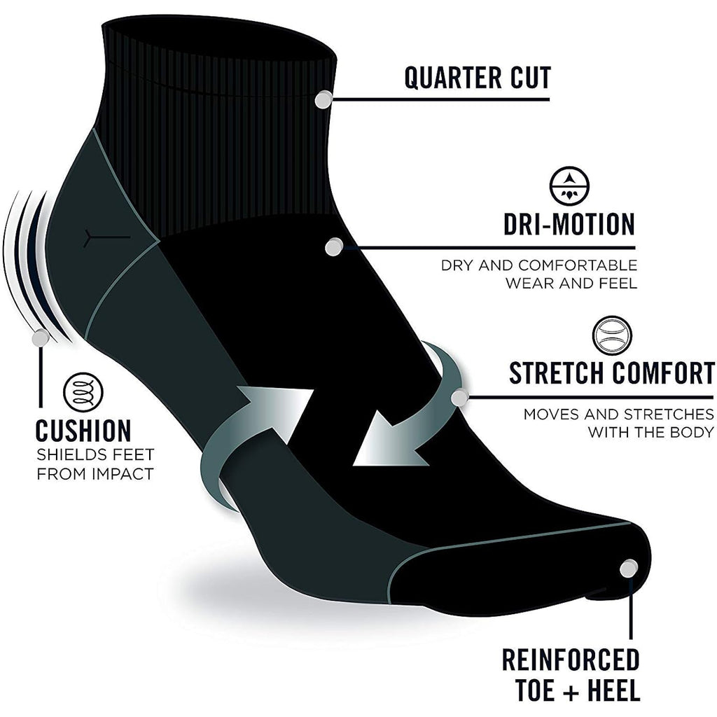 Nautica Mens Quarter Socks - 8 Pack Soft Cushioned Athletic Stretch Performance High Quarter Cut Ankle Socks For Men