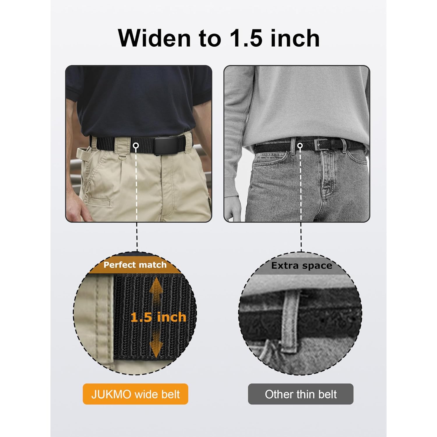 Jukmo Men'S 1.5" Nylon Ratchet Belt, Casual Web Click Belt With Slide Buckle For Jeans, No Holes Adjustable Trim To Fit