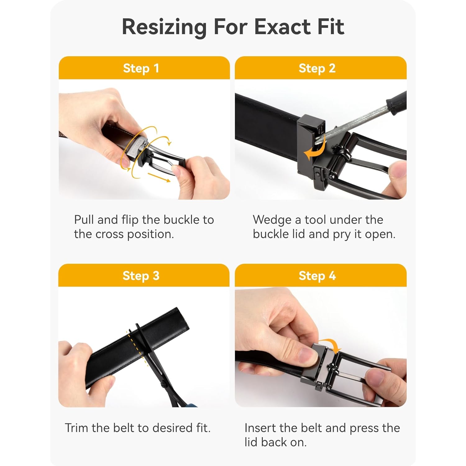 Chaoren Reversible Belt Men 1 Piece - 1.25" Leather Dress Belt - Trim To Fit For Elegant Style