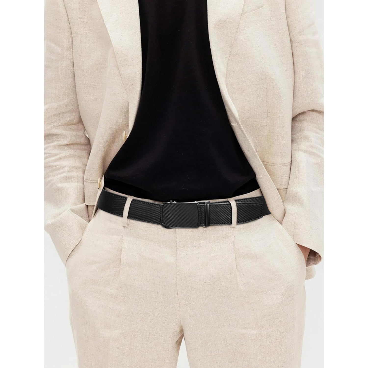 Mens Belt,Ratchet Belts For Men Leather 1 3/8'' Adjustable For Dress Jeans,Comfort Trim To Fit